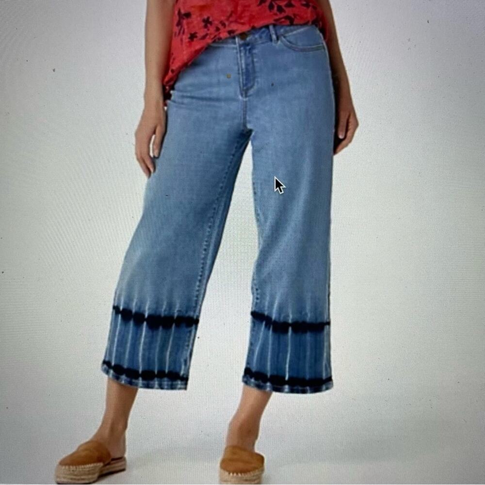 LOGO Blue Tie Dye NWOT Cropped  Boyfriend Jeans 4 - Picture 10 of 10